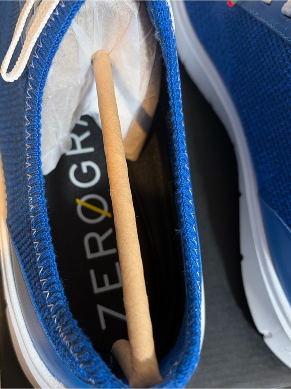 Cole Haan ZEROGRAND Men's Royal Blue Knit Lace-Up Sneakers with White Sole - Picture 7 of 9